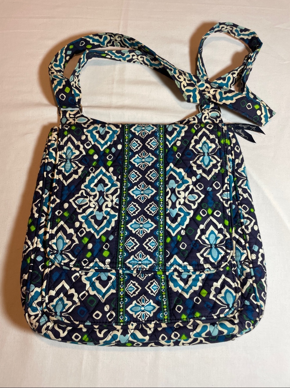Vera Bradley Navy, Teal & White Quilted Crossbody - Picture 2 of 7